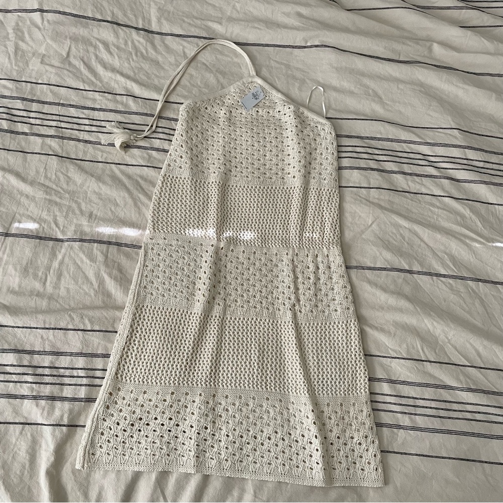 NWT Old Navy Halter Tie-Strap Crochet Mini Dress - Picture 2 of 6